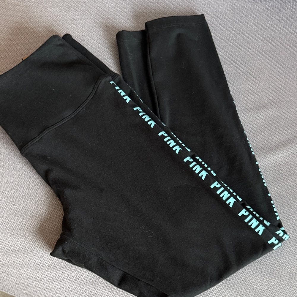 New PINK Victoria's Secret Black Leggings Size L - Picture 3 of 8